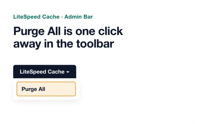 Recreation of the LiteSpeed Cache admin bar dropdown with the Purge All item highlighted