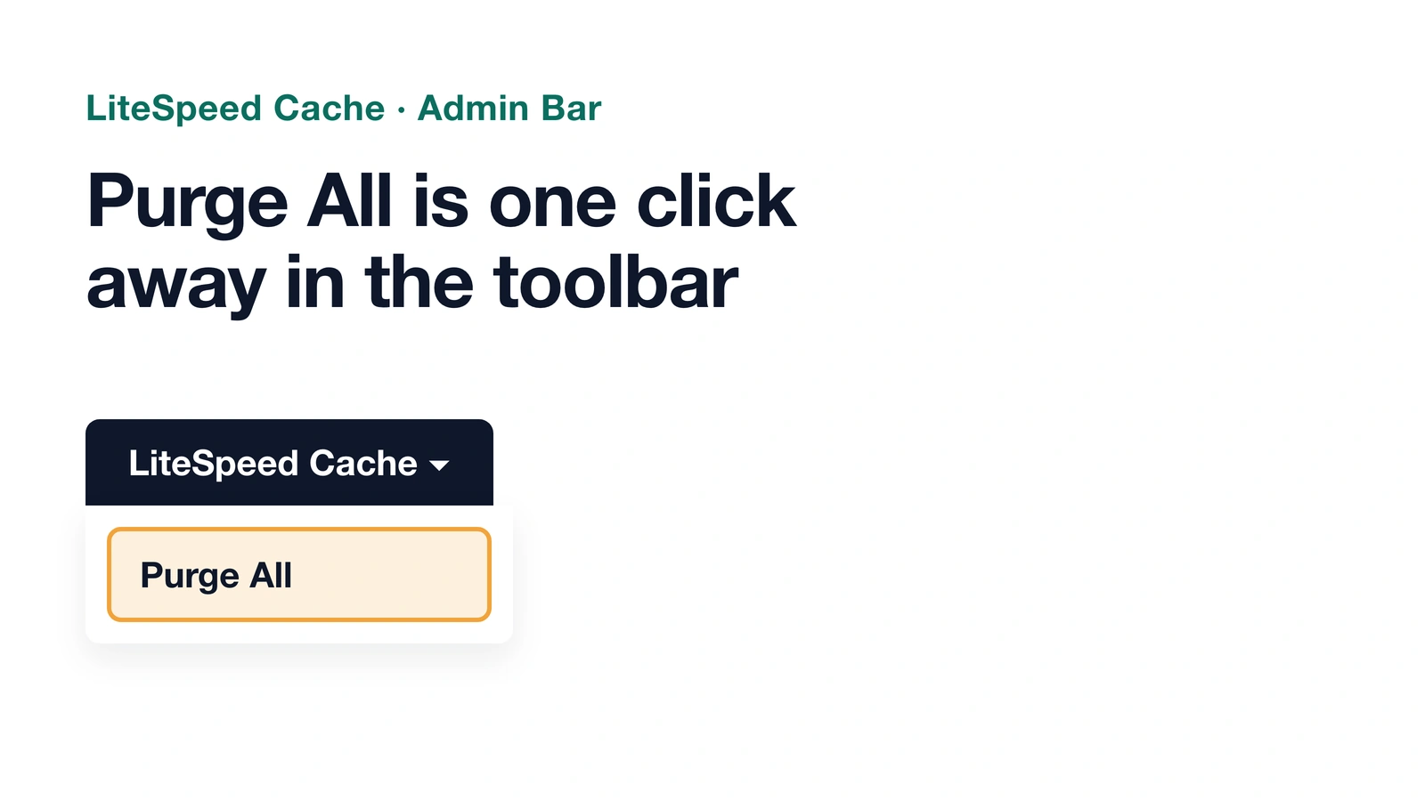 Recreation of the LiteSpeed Cache admin bar dropdown with the Purge All item highlighted